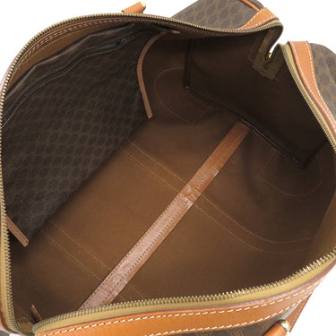 セリーヌ CELINE マカダム ブラウン PVC レザー ボストンバッグ ゴールド金具 総柄 トリオンフ ロゴ ヴィンテージ ※鍵1本欠品