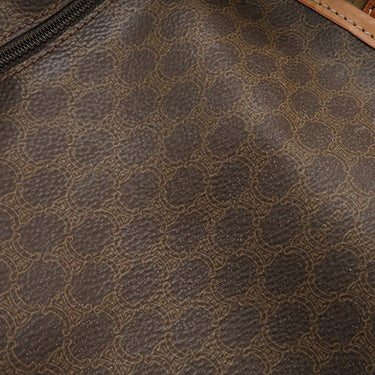 セリーヌ CELINE マカダム ブラウン PVC レザー ボストンバッグ ゴールド金具 総柄 トリオンフ ロゴ ヴィンテージ ※鍵1本欠品