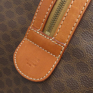 セリーヌ CELINE マカダム ブラウン PVC レザー ボストンバッグ ゴールド金具 総柄 トリオンフ ロゴ ヴィンテージ ※鍵1本欠品