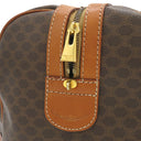 セリーヌ CELINE マカダム ブラウン PVC レザー ボストンバッグ ゴールド金具 総柄 トリオンフ ロゴ ヴィンテージ ※鍵1本欠品