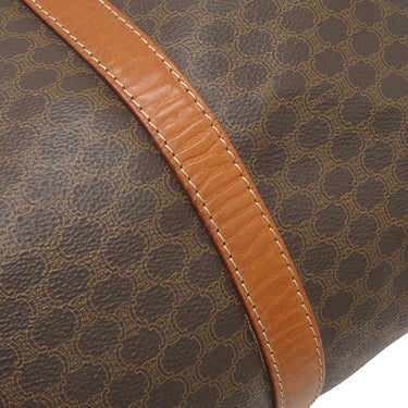 セリーヌ CELINE マカダム ブラウン PVC レザー ボストンバッグ ゴールド金具 総柄 トリオンフ ロゴ ヴィンテージ ※鍵1本欠品