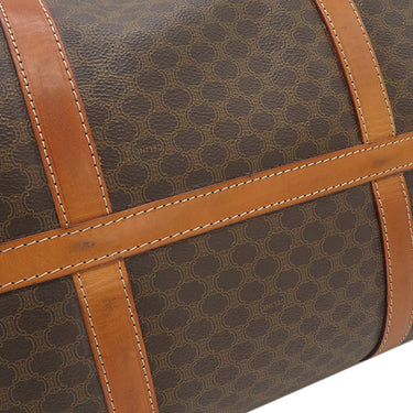 セリーヌ CELINE マカダム ブラウン PVC レザー ボストンバッグ ゴールド金具 総柄 トリオンフ ロゴ ヴィンテージ ※鍵1本欠品