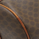 セリーヌ CELINE マカダム ブラウン PVC レザー ボストンバッグ ゴールド金具 総柄 トリオンフ ロゴ ヴィンテージ ※鍵1本欠品