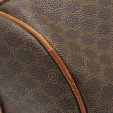 セリーヌ CELINE マカダム ブラウン PVC レザー ボストンバッグ ゴールド金具 総柄 トリオンフ ロゴ ヴィンテージ ※鍵1本欠品