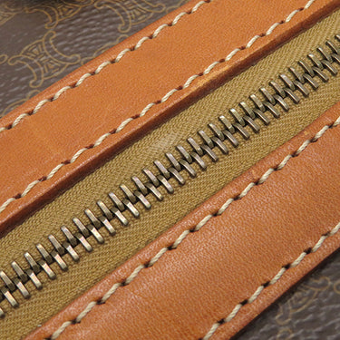 セリーヌ CELINE マカダム ブラウン PVC レザー ボストンバッグ ゴールド金具 総柄 トリオンフ ロゴ ヴィンテージ ※鍵1本欠品