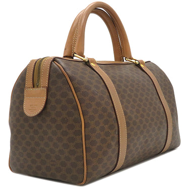 セリーヌ CELINE マカダム ブラウン PVC レザー ボストンバッグ ゴールド金具 総柄 トリオンフ ロゴ ヴィンテージ ハンドバッグ