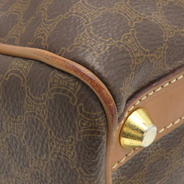 セリーヌ CELINE マカダム ブラウン PVC レザー ボストンバッグ ゴールド金具 総柄 トリオンフ ロゴ ヴィンテージ ハンドバッグ