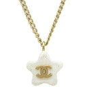 シャネル CHANEL スター ココマーク プレート 03A ホワイト×ゴールド GP 珊瑚（コーラル） ネックレス 星 珊瑚