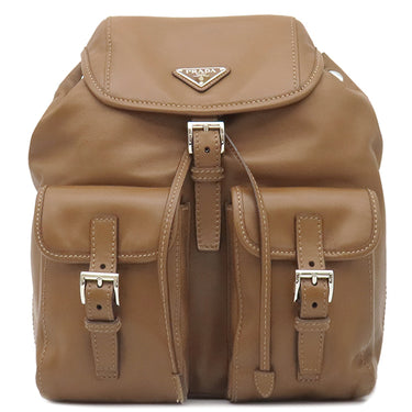 プラダ PRADA トライアングルロゴ ワンショルダー 1BC005 ブラウン レザー ショルダーバッグ シルバー金具 茶 肩掛け