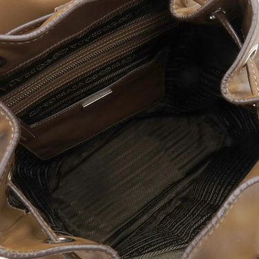 プラダ PRADA トライアングルロゴ ワンショルダー 1BC005 ブラウン レザー ショルダーバッグ シルバー金具 茶 肩掛け