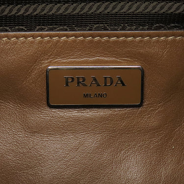 プラダ PRADA トライアングルロゴ ワンショルダー 1BC005 ブラウン レザー ショルダーバッグ シルバー金具 茶 肩掛け