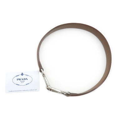 プラダ PRADA トライアングルロゴ ワンショルダー 1BC005 ブラウン レザー ショルダーバッグ シルバー金具 茶 肩掛け