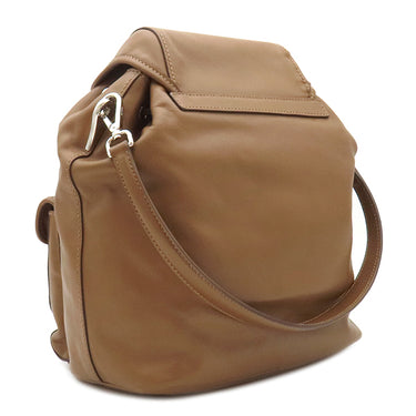 プラダ PRADA トライアングルロゴ ワンショルダー 1BC005 ブラウン レザー ショルダーバッグ シルバー金具 茶 肩掛け