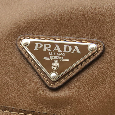プラダ PRADA トライアングルロゴ ワンショルダー 1BC005 ブラウン レザー ショルダーバッグ シルバー金具 茶 肩掛け