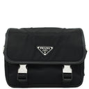 プラダ PRADA Re-Nylon x サフィアーノレザー 2VD034 ブラック ナイロン レザー ショルダーバッグ シルバー金具 メッセンジャーバッグ 黒