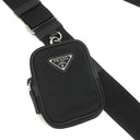 プラダ PRADA Re-Nylon x サフィアーノレザー 2VD034 ブラック ナイロン レザー ショルダーバッグ シルバー金具 メッセンジャーバッグ 黒