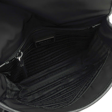 プラダ PRADA Re-Nylon x サフィアーノレザー 2VD034 ブラック ナイロン レザー ショルダーバッグ シルバー金具 メッセンジャーバッグ 黒