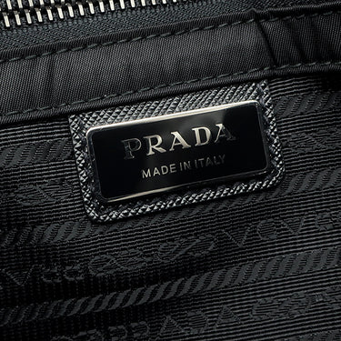 プラダ PRADA Re-Nylon x サフィアーノレザー 2VD034 ブラック ナイロン レザー ショルダーバッグ シルバー金具 メッセンジャーバッグ 黒