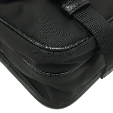プラダ PRADA Re-Nylon x サフィアーノレザー 2VD034 ブラック ナイロン レザー ショルダーバッグ シルバー金具 メッセンジャーバッグ 黒