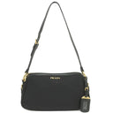 プラダ PRADA ナイロン ジャガード BR4320 ブラック ナイロン レザー ショルダーバッグ ゴールド金具 黒 ワンショルダー 肩掛け