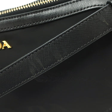 プラダ PRADA ナイロン ジャガード BR4320 ブラック ナイロン レザー ショルダーバッグ ゴールド金具 黒 ワンショルダー 肩掛け