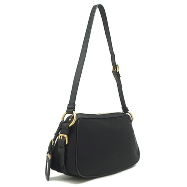 プラダ PRADA ナイロン ジャガード BR4320 ブラック ナイロン レザー ショルダーバッグ ゴールド金具 黒 ワンショルダー 肩掛け