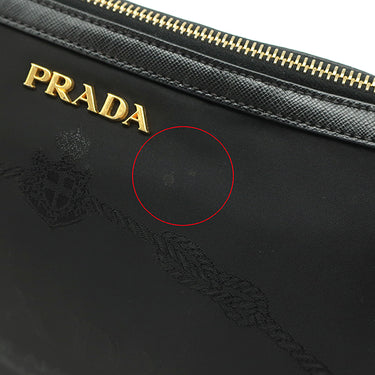 プラダ PRADA ナイロン ジャガード BR4320 ブラック ナイロン レザー ショルダーバッグ ゴールド金具 黒 ワンショルダー 肩掛け