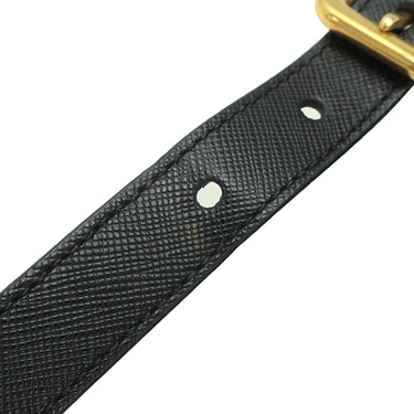 プラダ PRADA ナイロン ジャガード BR4320 ブラック ナイロン レザー ショルダーバッグ ゴールド金具 黒 ワンショルダー 肩掛け