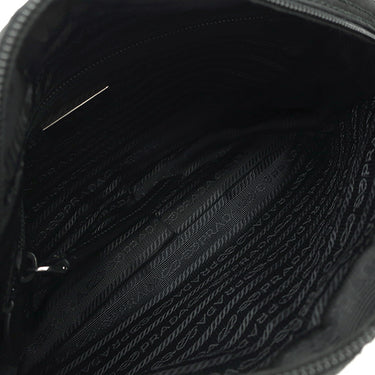 プラダ PRADA スタッズ ナイロン 1BC167 ブラック ナイロン レザー ショルダーバッグ シルバー金具 黒 三角ロゴ