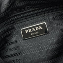 プラダ PRADA スタッズ ナイロン 1BC167 ブラック ナイロン レザー ショルダーバッグ シルバー金具 黒 三角ロゴ