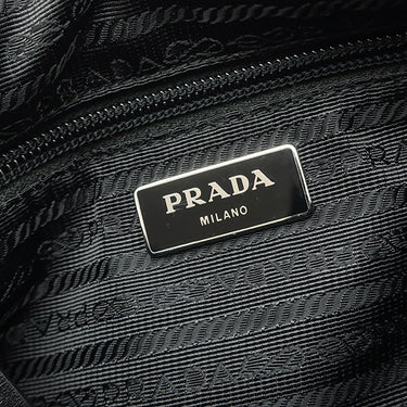 プラダ PRADA スタッズ ナイロン 1BC167 ブラック ナイロン レザー ショルダーバッグ シルバー金具 黒 三角ロゴ