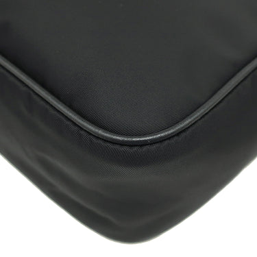 プラダ PRADA スタッズ ナイロン 1BC167 ブラック ナイロン レザー ショルダーバッグ シルバー金具 黒 三角ロゴ