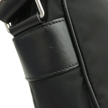 プラダ PRADA スタッズ ナイロン 1BC167 ブラック ナイロン レザー ショルダーバッグ シルバー金具 黒 三角ロゴ