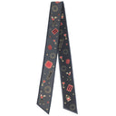 カルティエ Cartier ディアボロ ドゥ カルティエ バンドー ブラック×グレー×レッド シルク スカーフ 黒 赤