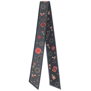 カルティエ Cartier ディアボロ ドゥ カルティエ バンドー ブラック×グレー×レッド シルク スカーフ 黒 赤