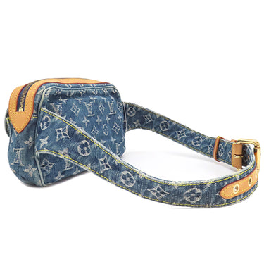 ルイヴィトン LOUIS VUITTON バムバッグ M95347 ブルー モノグラムデニム ボディバッグ ゴールド金具 青 デニム