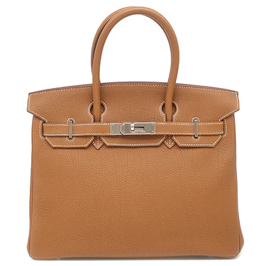 エルメス HERMES バーキン30 ゴールド トゴ ハンドバッグ シルバー金具 茶