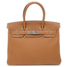 エルメス HERMES バーキン30 ゴールド トゴ ハンドバッグ シルバー金具 茶