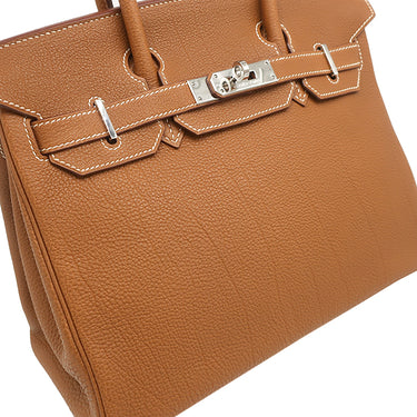 エルメス HERMES バーキン30 ゴールド トゴ ハンドバッグ シルバー金具 茶