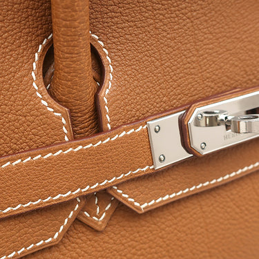 エルメス HERMES バーキン30 ゴールド トゴ ハンドバッグ シルバー金具 茶