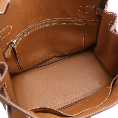 エルメス HERMES バーキン30 ゴールド トゴ ハンドバッグ シルバー金具 茶