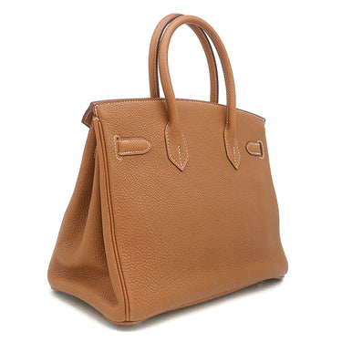 エルメス HERMES バーキン30 ゴールド トゴ ハンドバッグ シルバー金具 茶