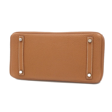 エルメス HERMES バーキン30 ゴールド トゴ ハンドバッグ シルバー金具 茶