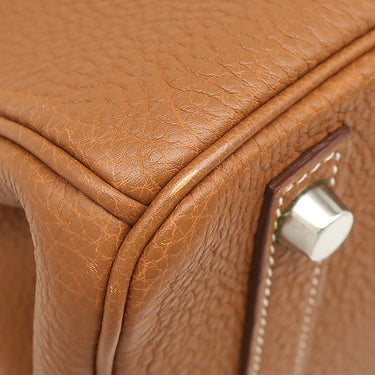 エルメス HERMES バーキン30 ゴールド トゴ ハンドバッグ シルバー金具 茶