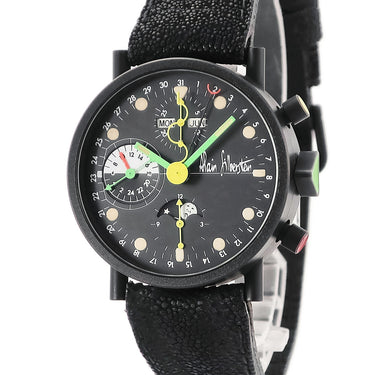 腕時計 アランシルベスタイン ALAIN SILBERSTEIN クロノ2 KRONO AUTO 自動巻き メンズ OH済 トリプルカレンダー ムーンフェイズ ブラックPVD加工