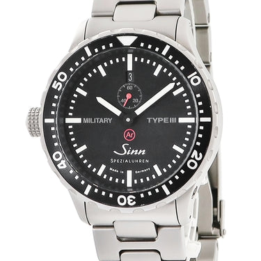 腕時計 ジン SINN ミリタリー タイプ3 日本限定 9910 自動巻き メンズ ブラック バー 9時位置リューズ