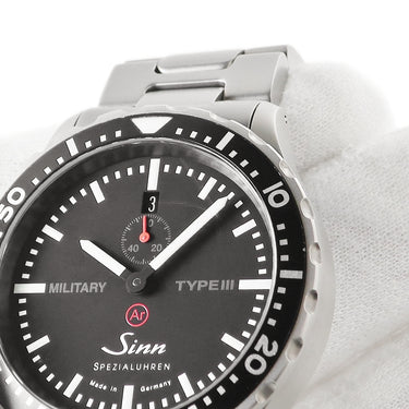 腕時計 ジン SINN ミリタリー タイプ3 日本限定 9910 自動巻き メンズ ブラック バー 9時位置リューズ
