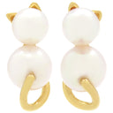 TASAKI TASAKI パールホワイト×イエローゴールド K18YG パール ピアス パール あこや真珠 750YG Au750 猫モチーフ