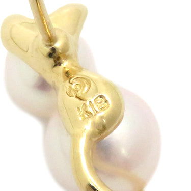 TASAKI TASAKI パールホワイト×イエローゴールド K18YG パール ピアス パール あこや真珠 750YG Au750 猫モチーフ