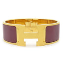 エルメス HERMES クリッククラックH PM パープル×ゴールド GP エナメル ブレスレット Hブレス